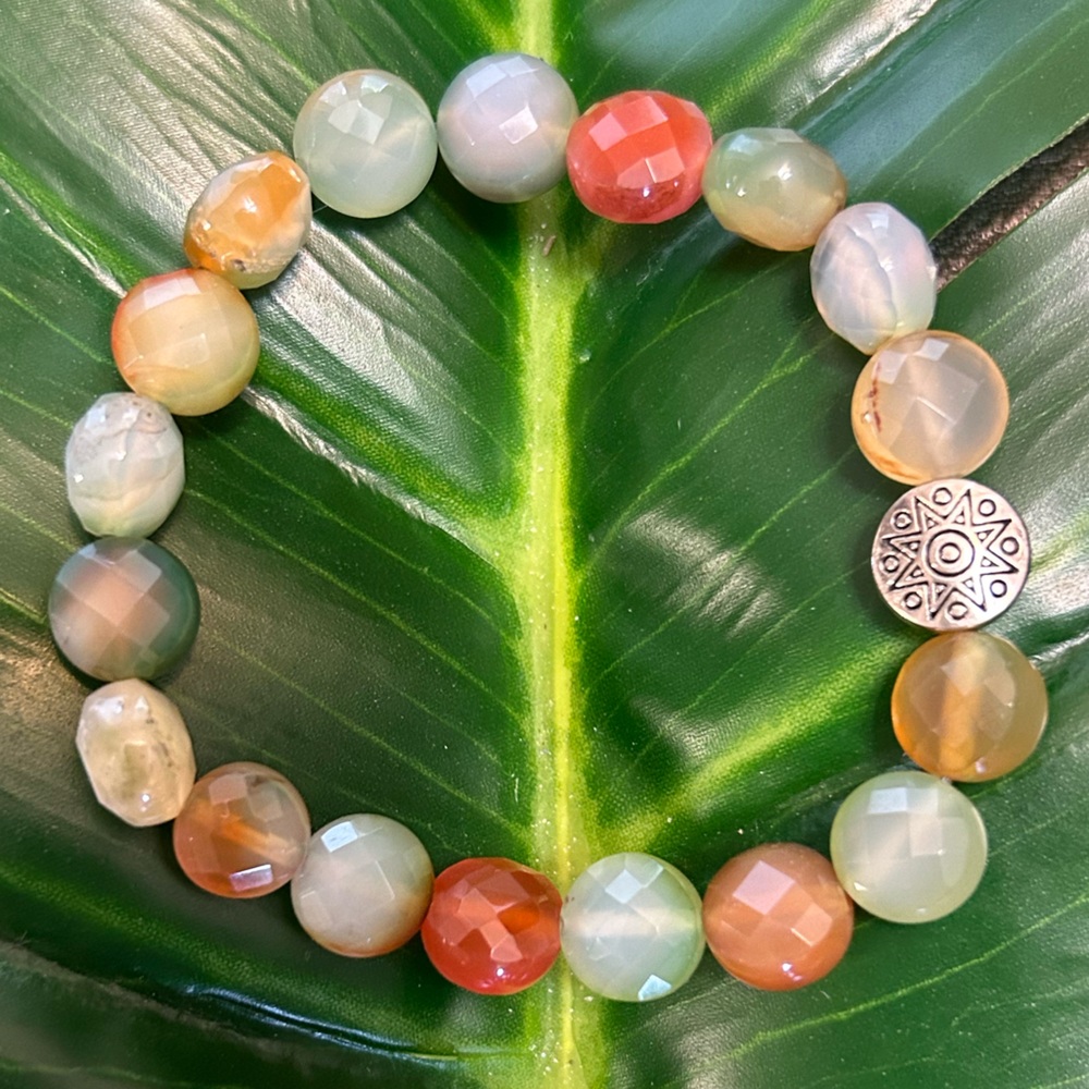 multi color faceted peacock agate